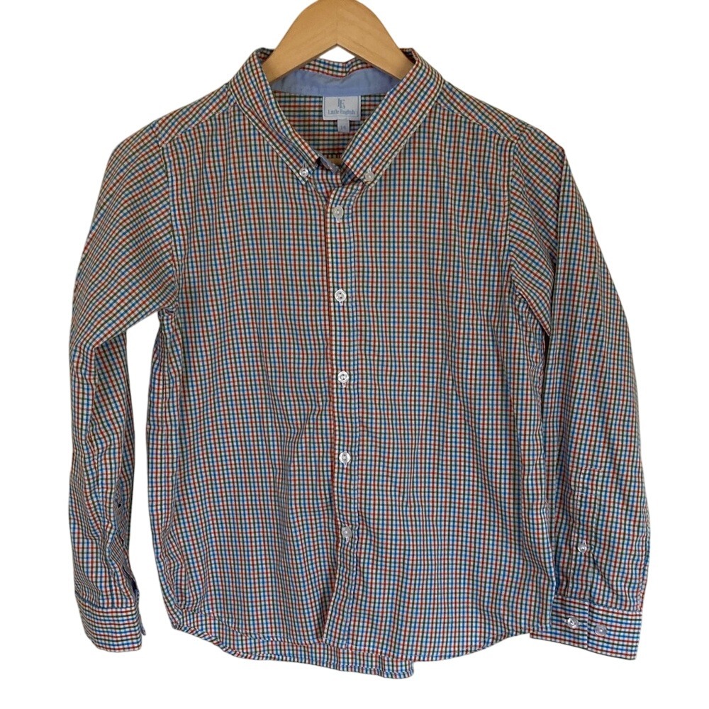 Little English Boys Button Up Shirt Size 14 Multi Color Plaid Preppy